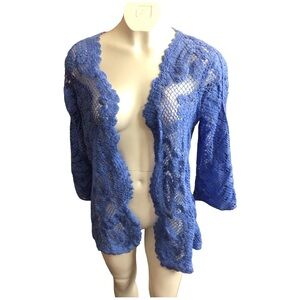 Nina Leonard Periwinkle Crochet Cardigan
